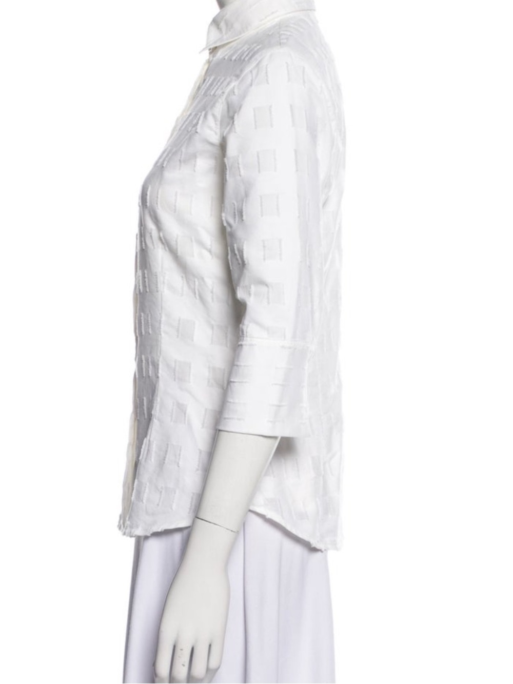 Anne Fontaine Ivory Textured Button-Down Blouse - Picture 2 of 3